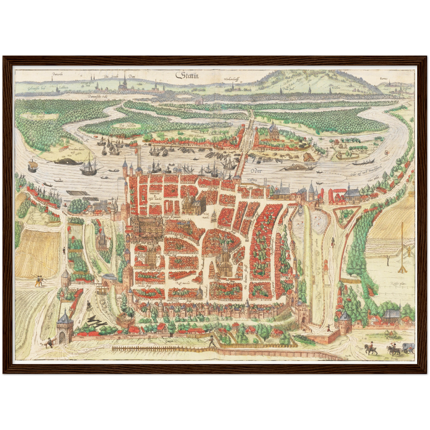 Historische Stadtansicht Stettin um 1592