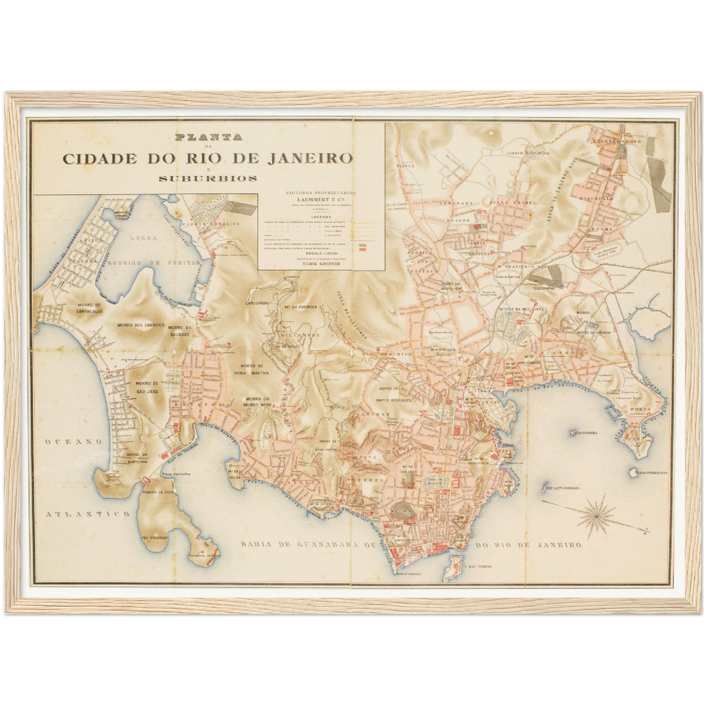 Historischer Stadtplan Rio De Janero um 1890