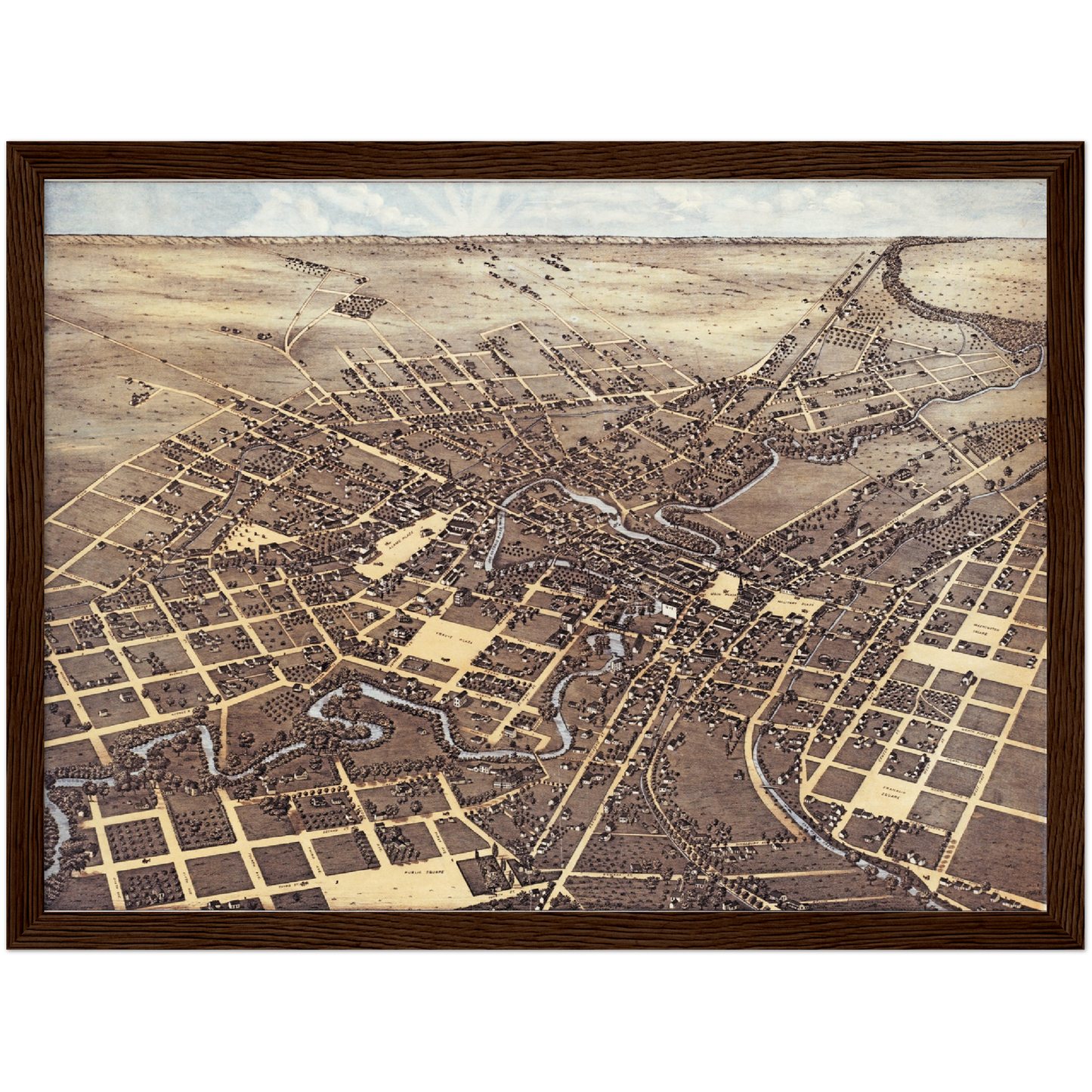 Historische Stadtansicht San Antonio um 1873