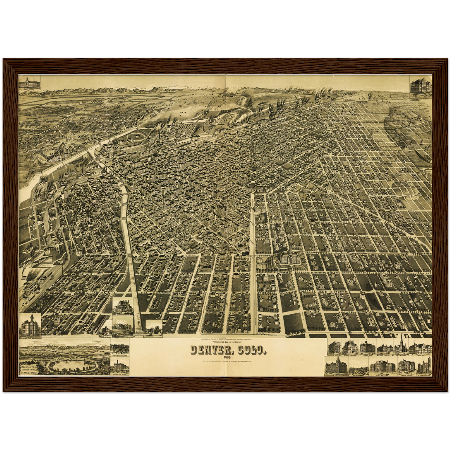 Historische Stadtansicht Denver um 1889