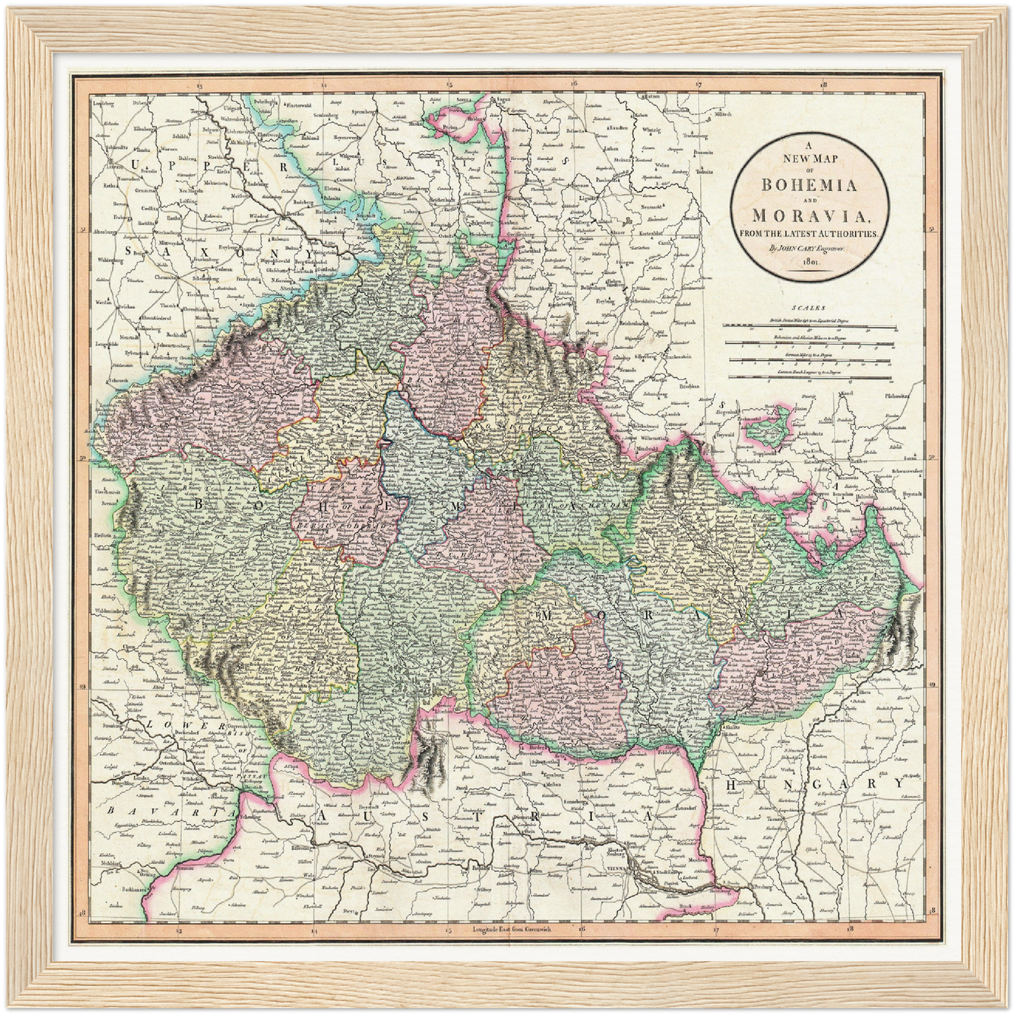 Historische Landkarte Tschechien um 1800