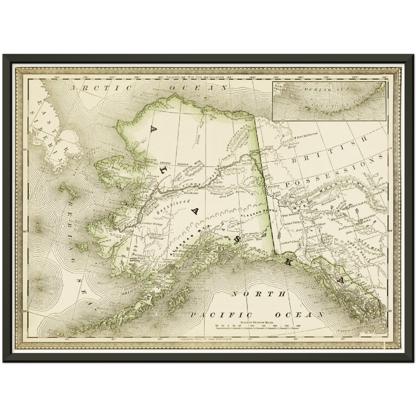 Historische Landkarte Alaska um 1882