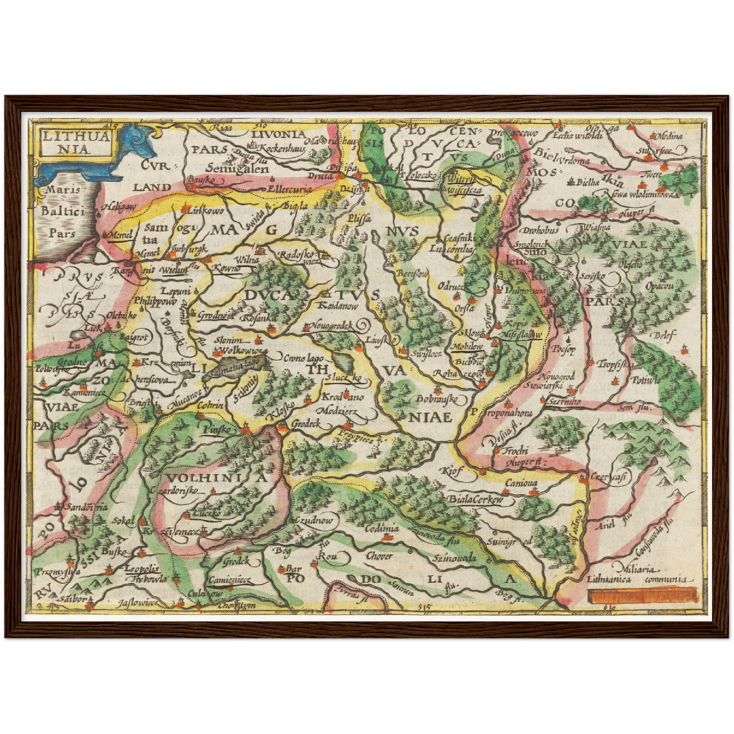 Historische Landkarte Litauen um 1609