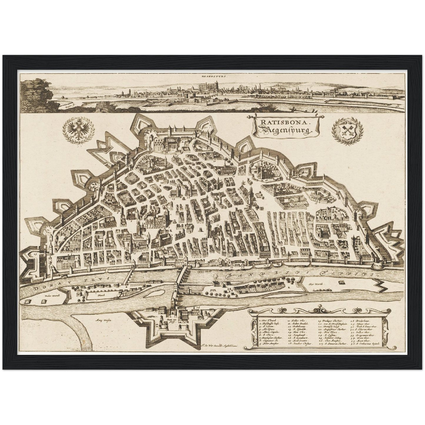 Historische Stadtansicht Regensburg um 1700