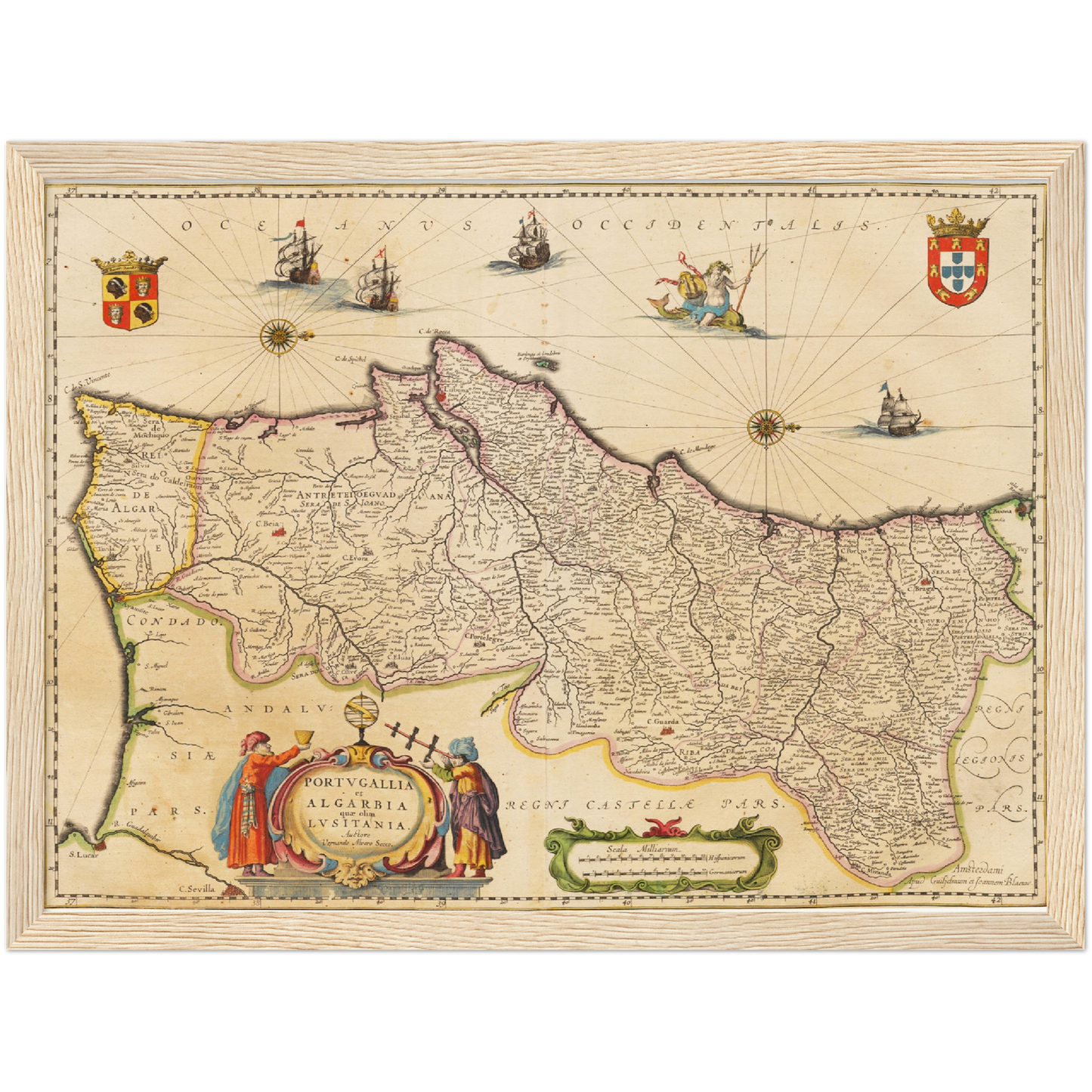 Historische Landkarte Portugal um 1635