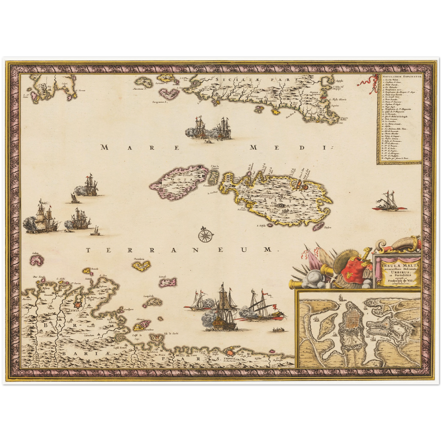 Historische Landkarte Malta um 1698