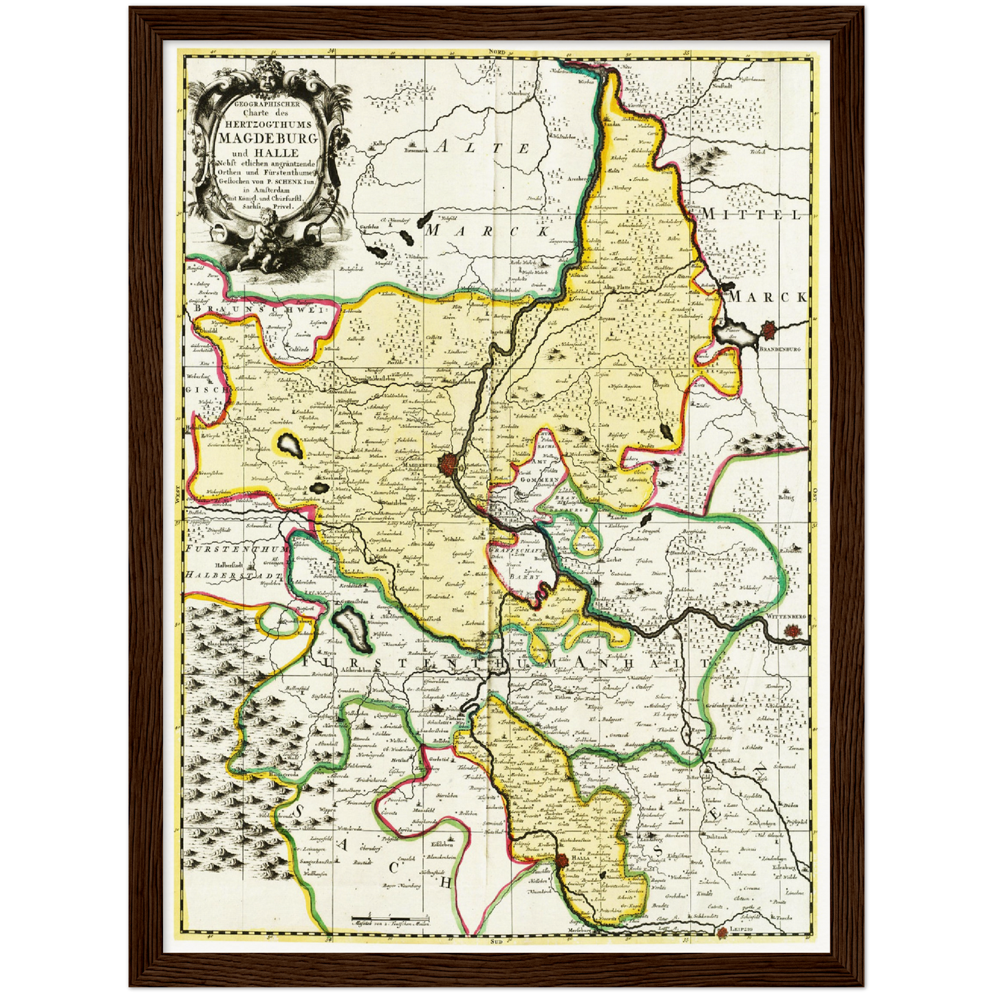 Historische Landkarte Magdeburg um 1725