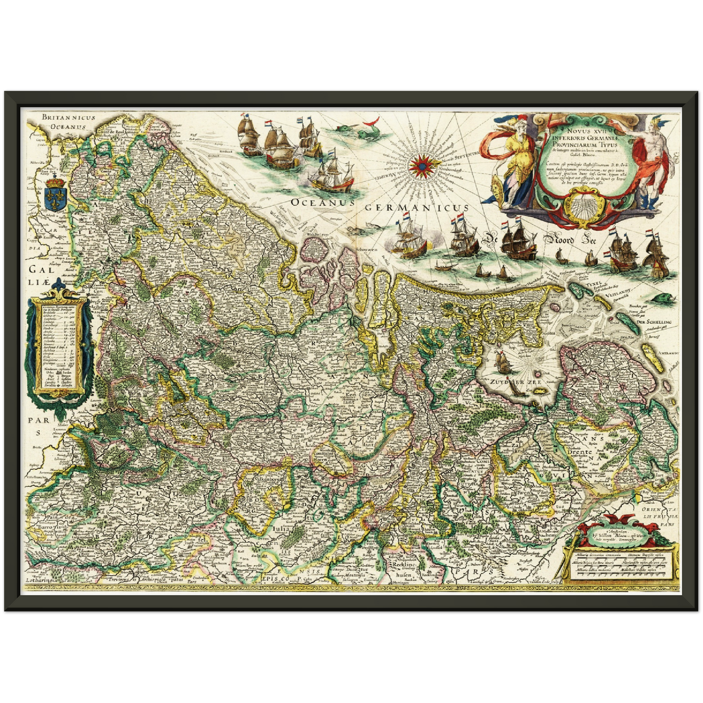 Historische Landkarte Niederlande um 1647