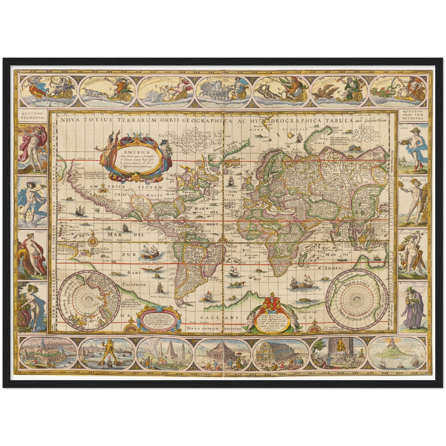 Historische Weltkarte um 1635