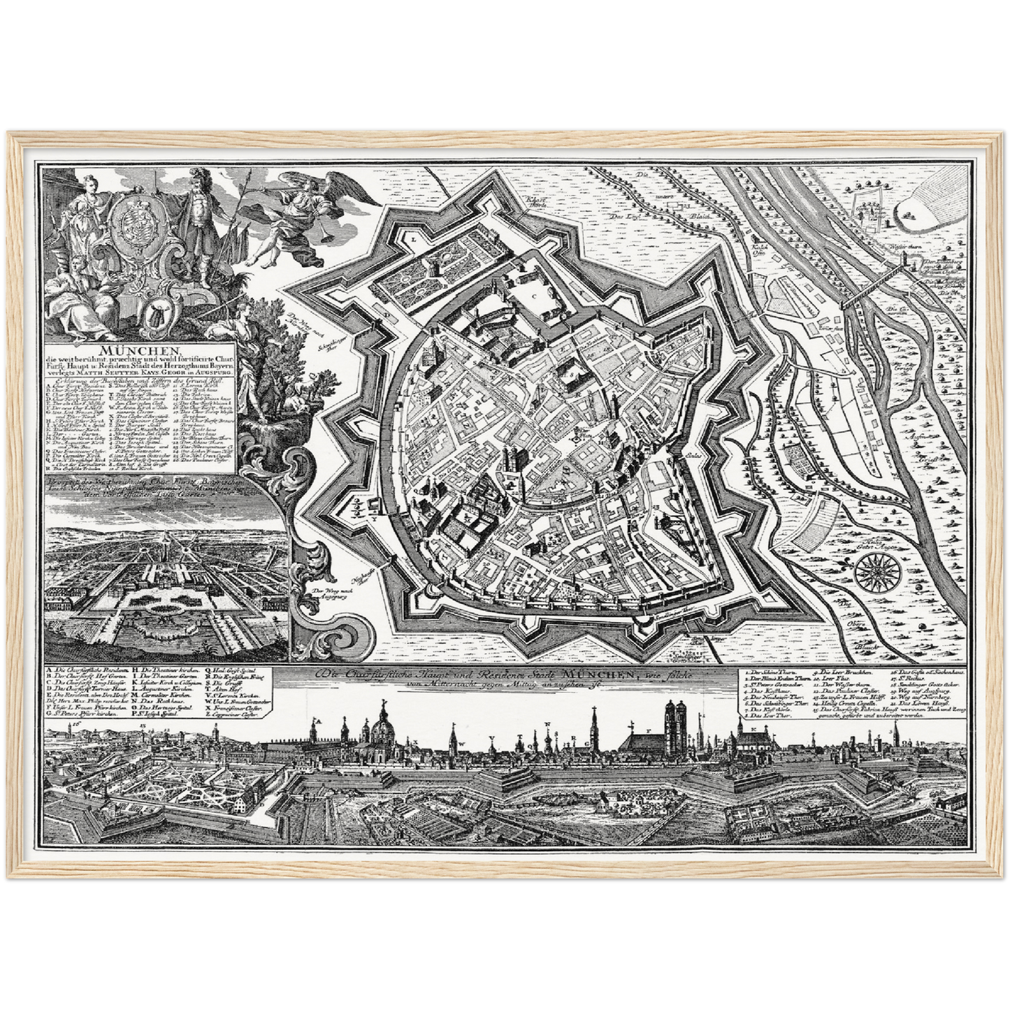 Historischer Stadtplan München um 1740
