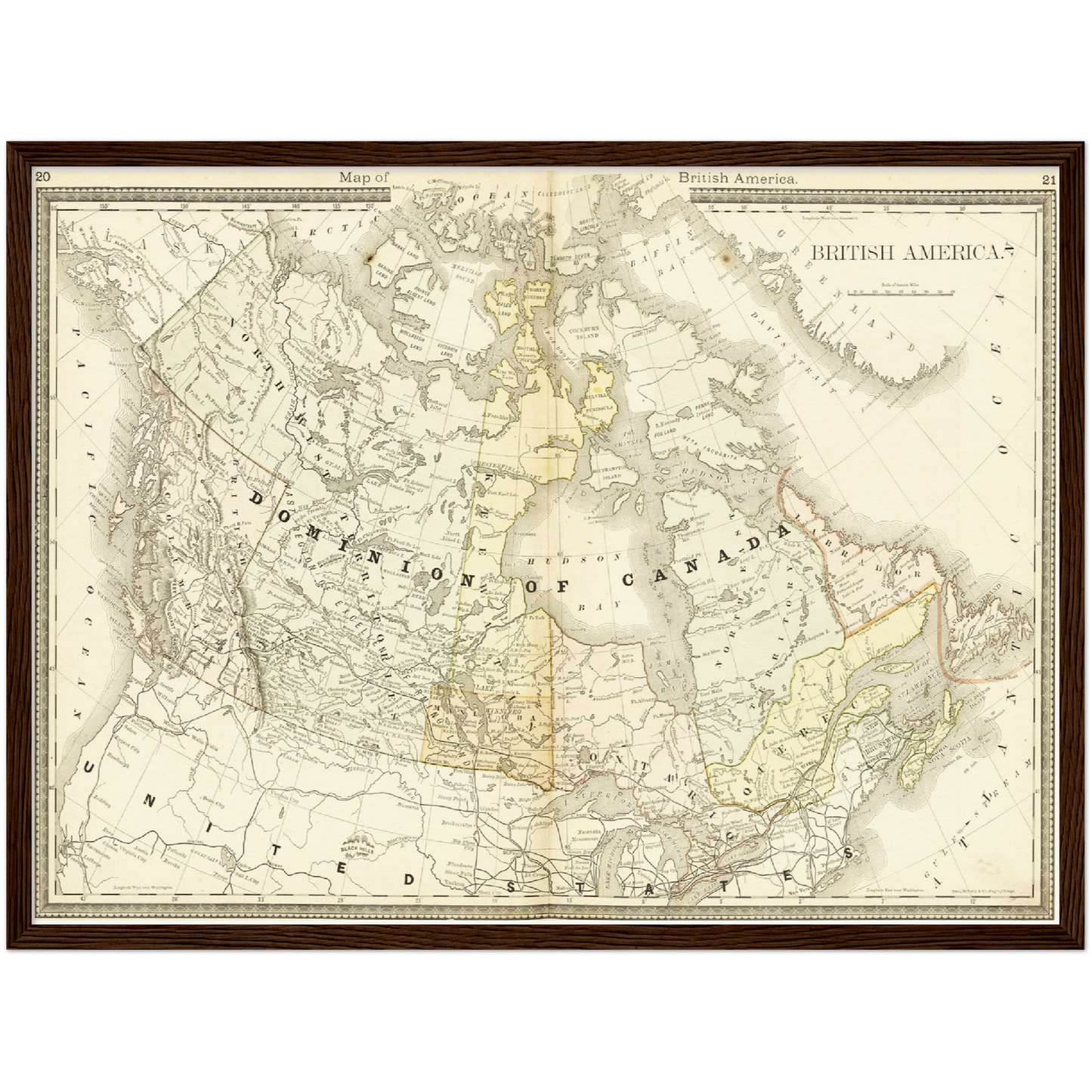 Historische Landkarte Kanada um 1882