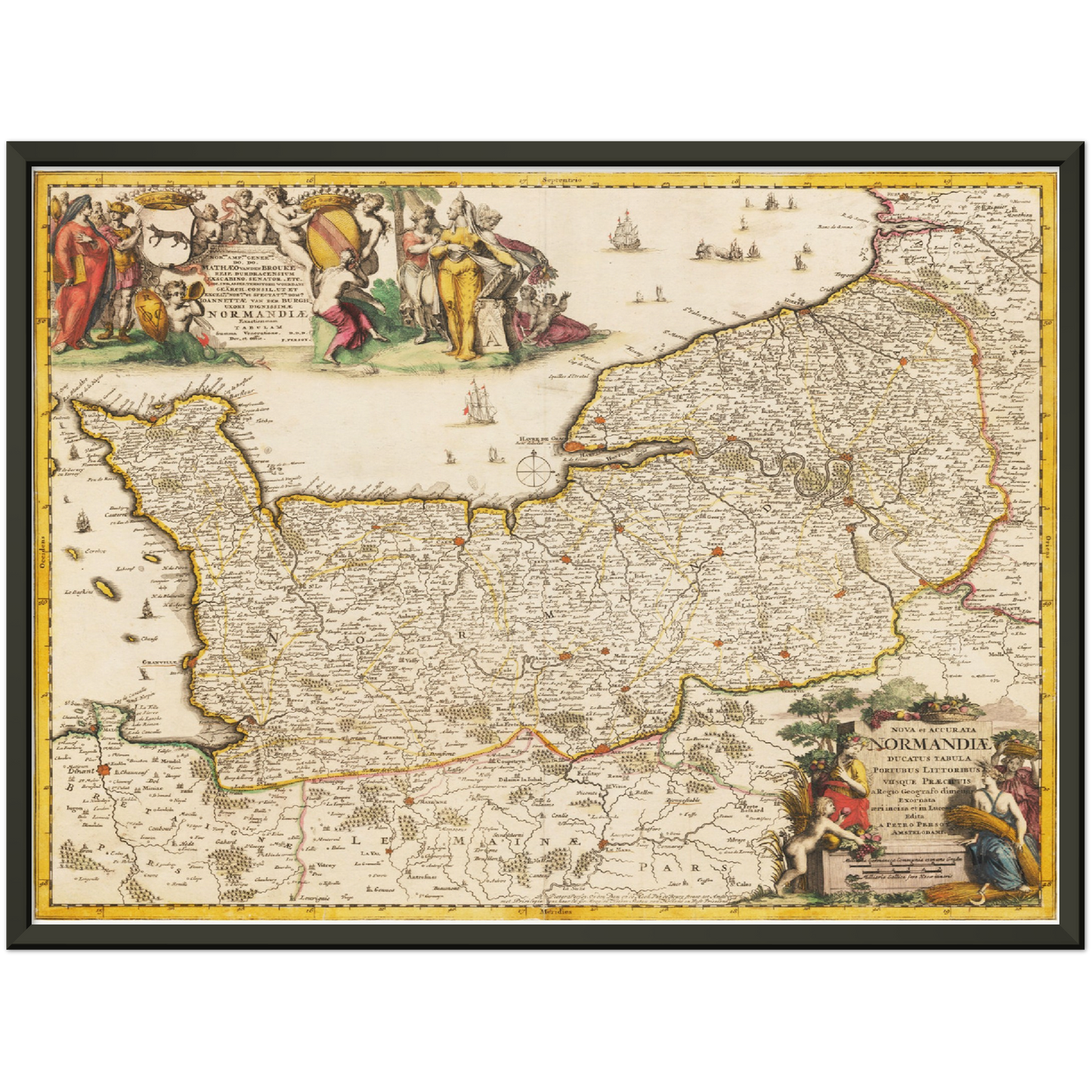 Historische Landkarte Normandie um 1698