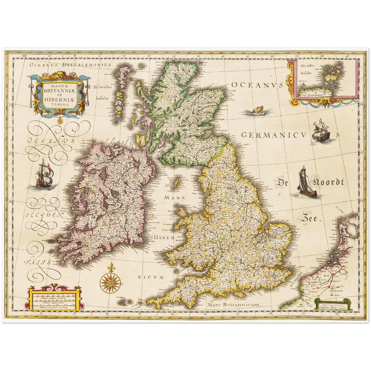 Historische Landkarte Vereinigtes Königreich um 1635