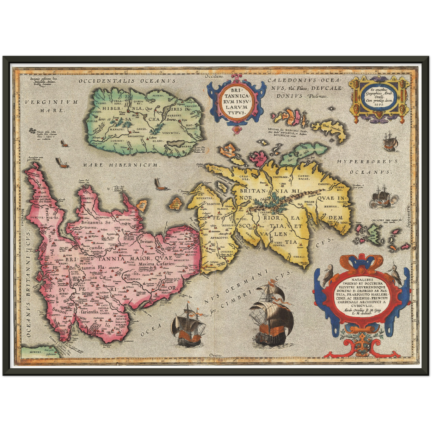 Historische Landkarte Historisches Britannien um 1595