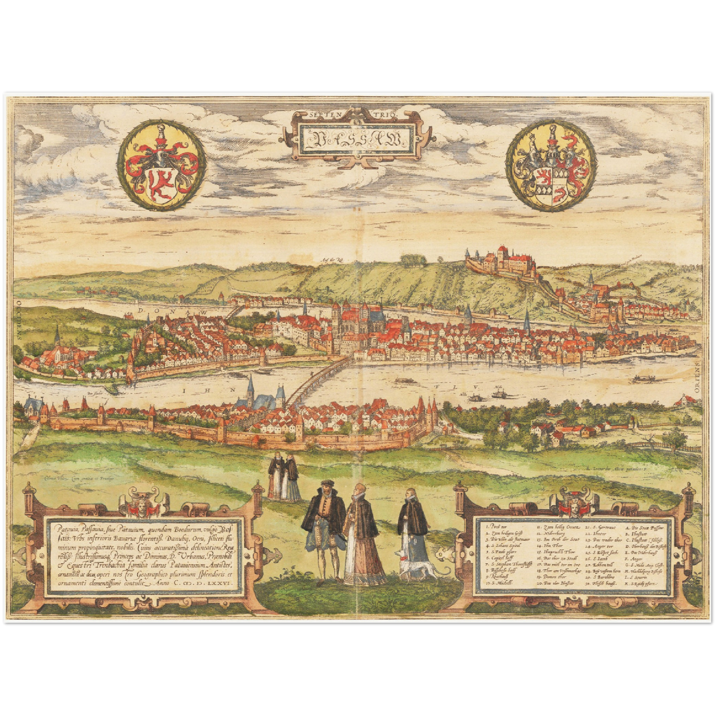 Historische Stadtansicht Passau um 1582