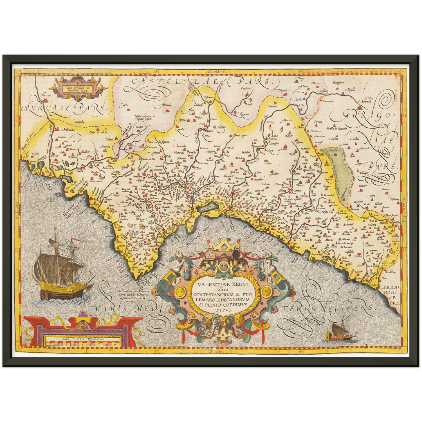 Historische Landkarte Valencia um 1609