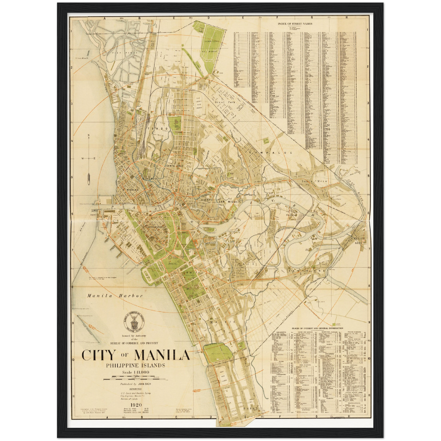 Historischer Stadtplan Manila um 1920