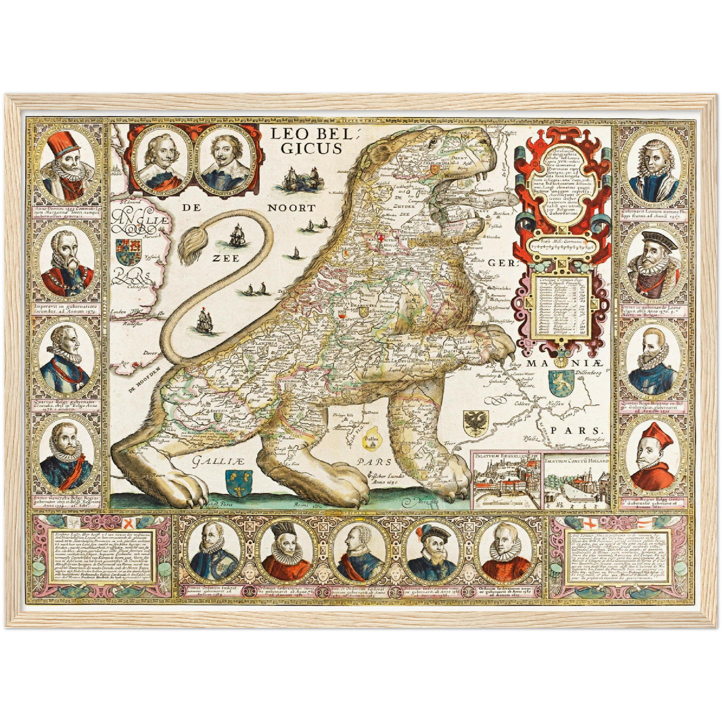 Historische Landkarte Belgien um 1650