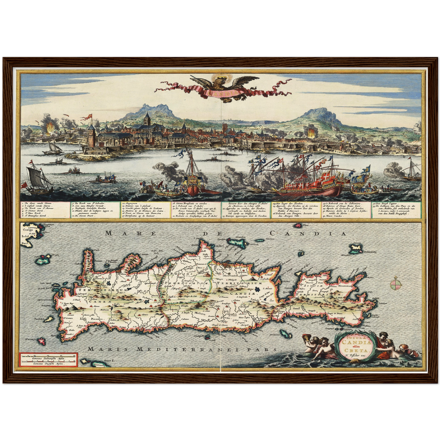 Historische Landkarte Kreta um 1668