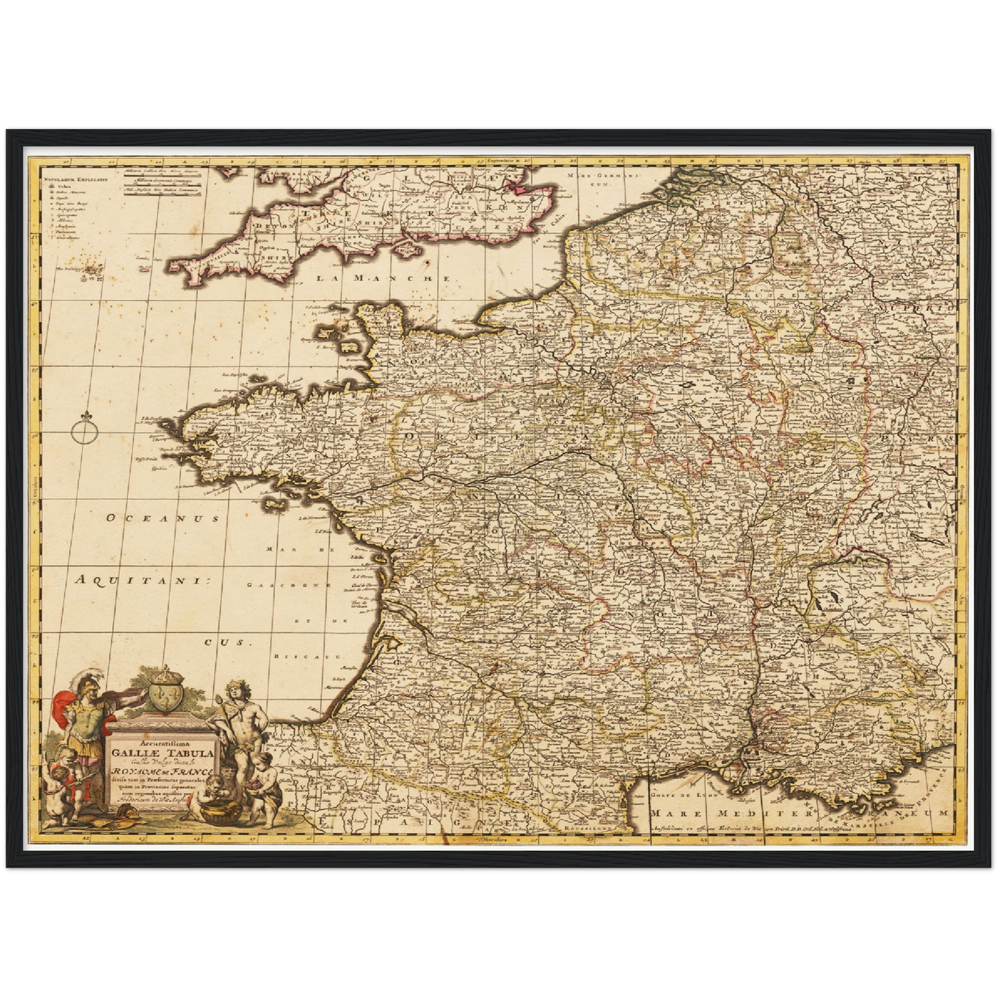 Historische Landkarte Frankreich um 1698