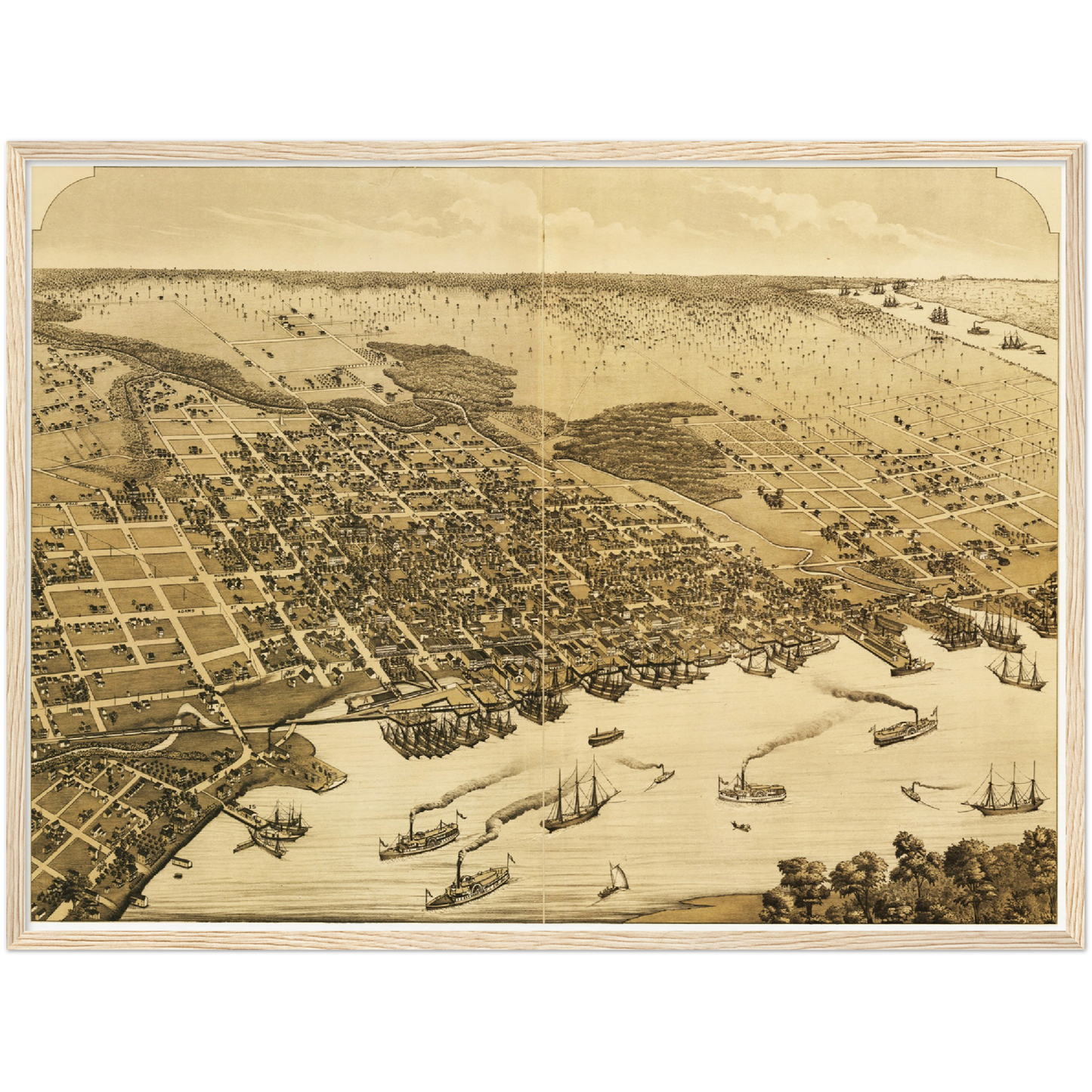 Historische Stadtansicht Jacksonville um 1876