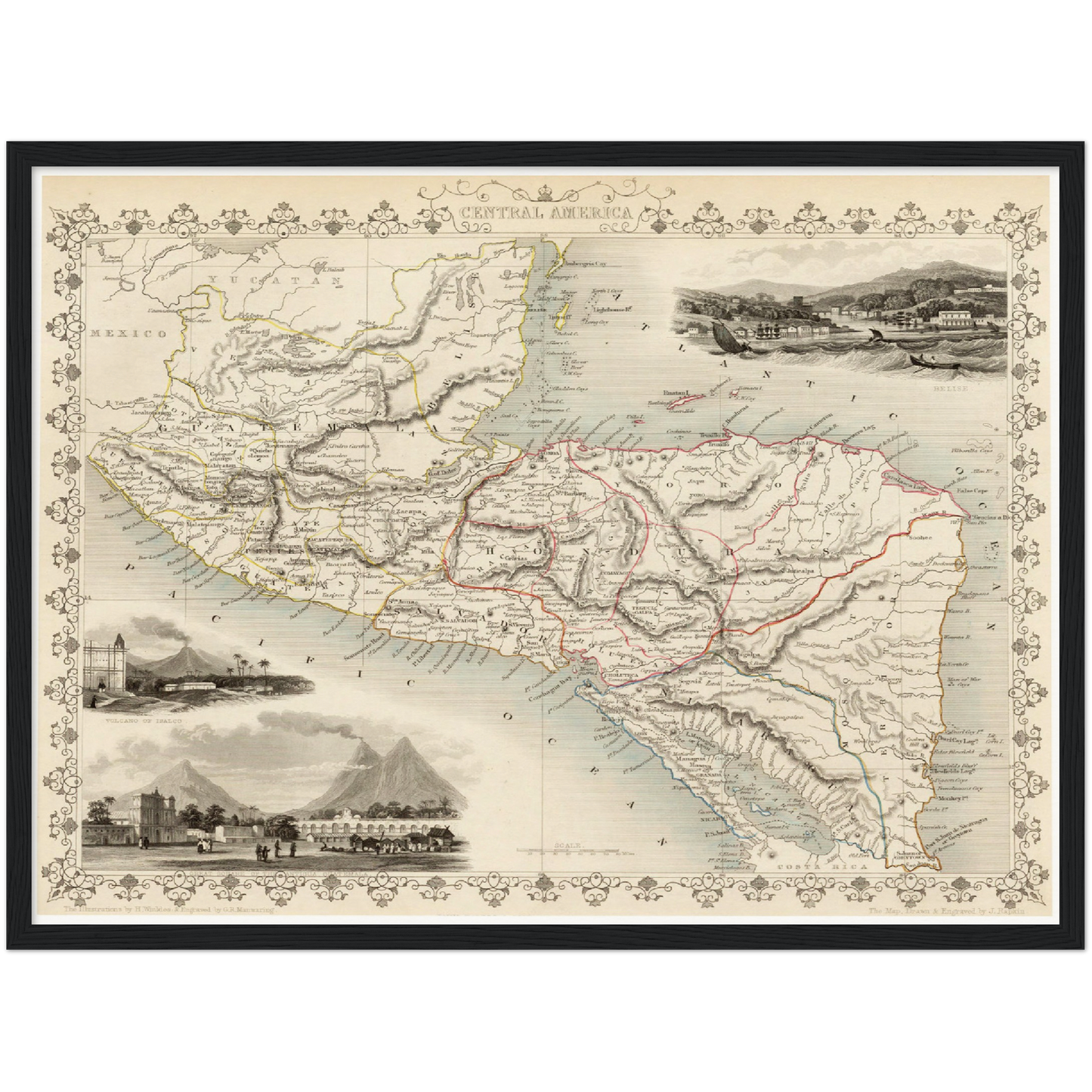 Historische Landkarte Mittelamerika um 1850