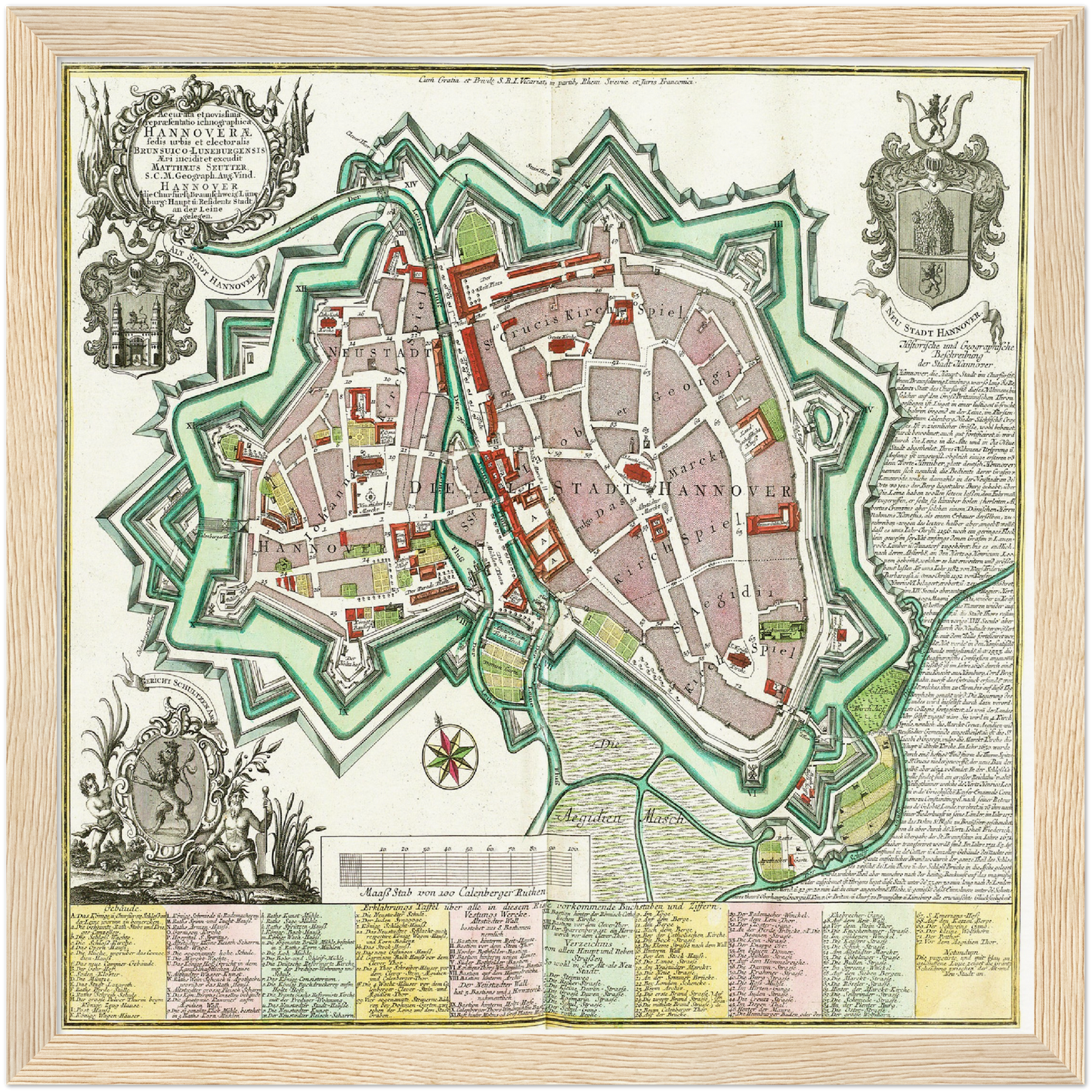 Historischer Stadtplan Hannover um 1735