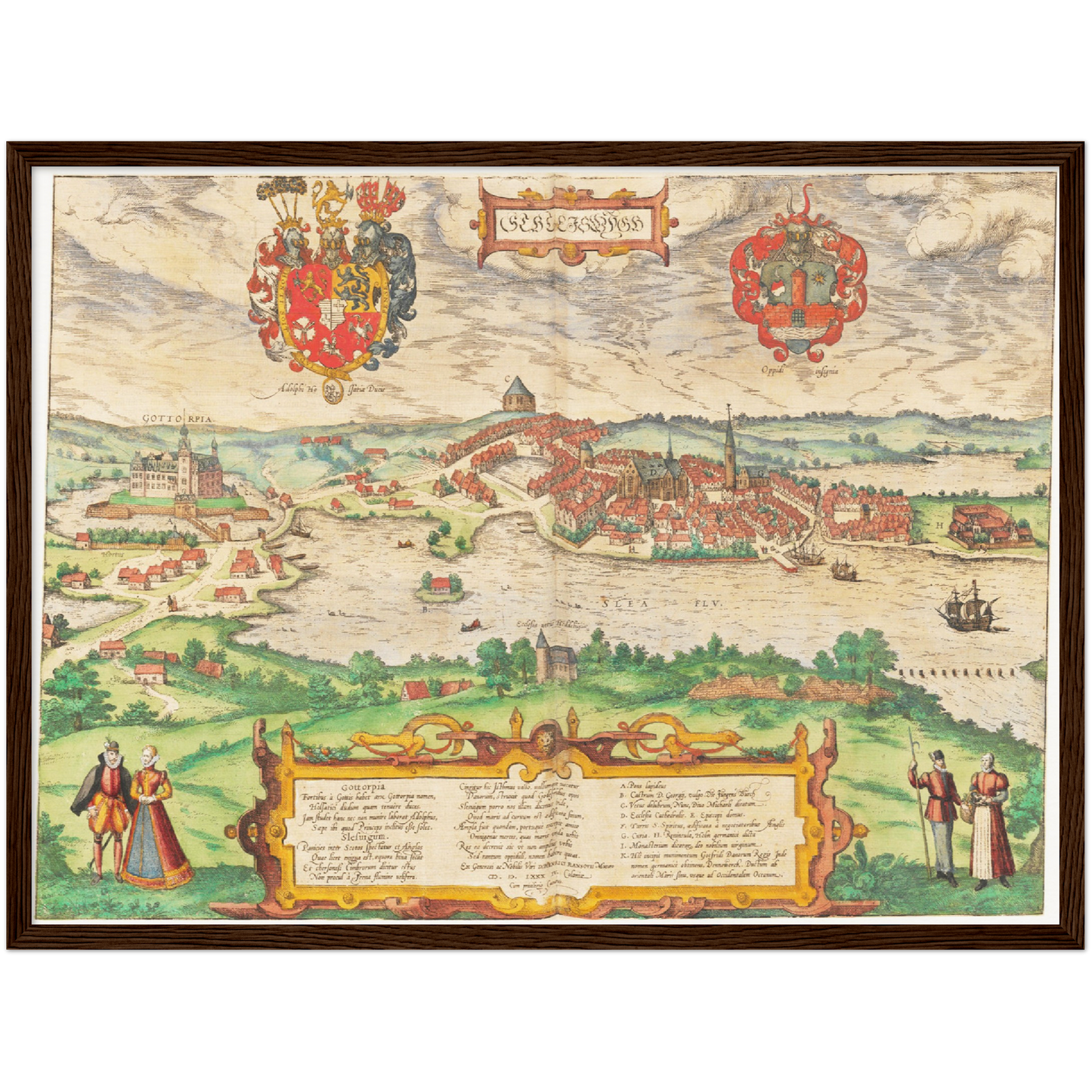 Historische Stadtansicht Schleswig um 1592