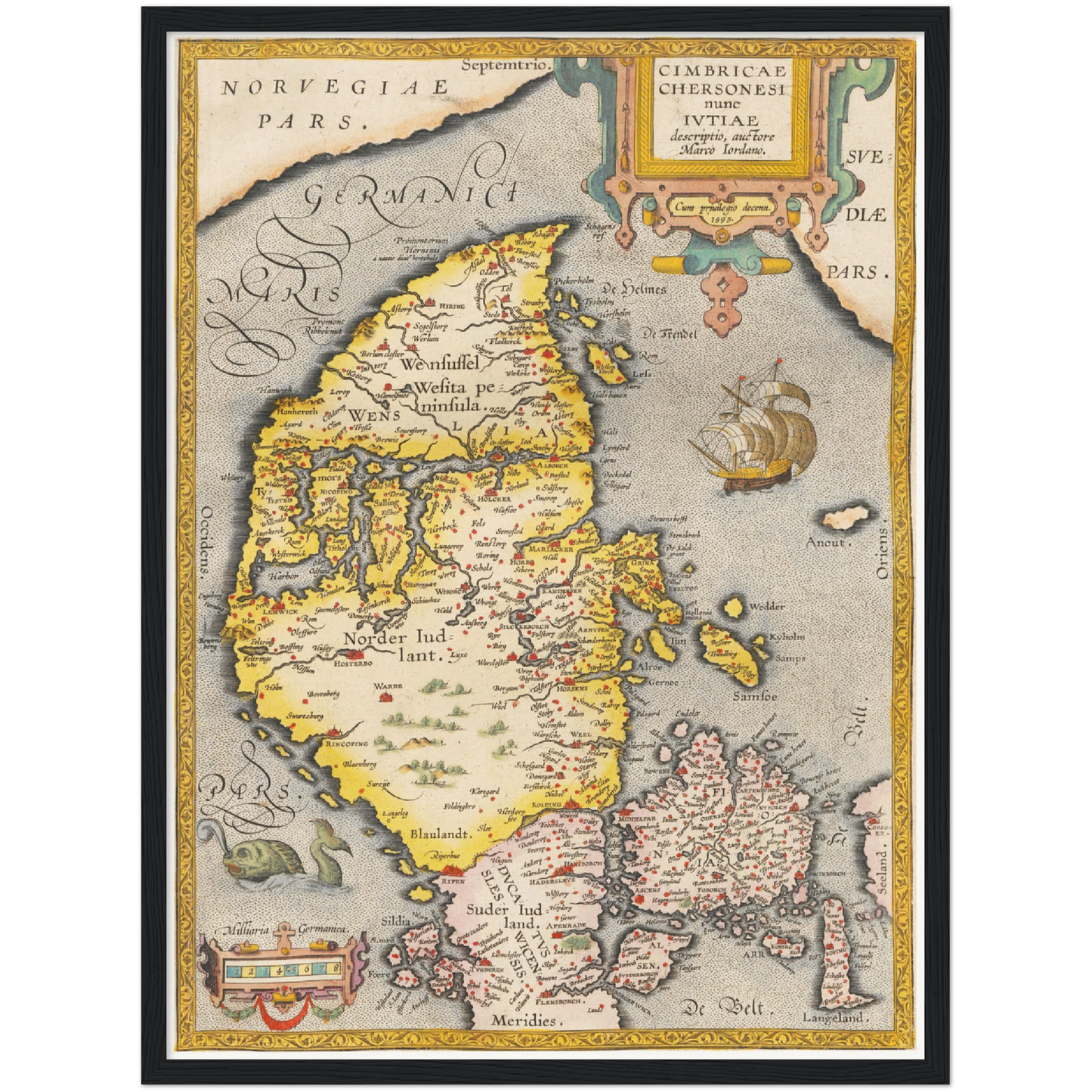 Historische Landkarte Jutland um 1609