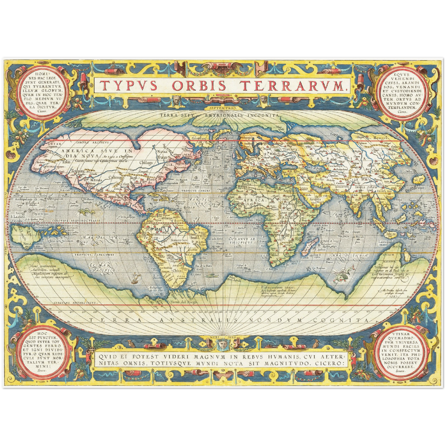 Historische Weltkarte um 1570