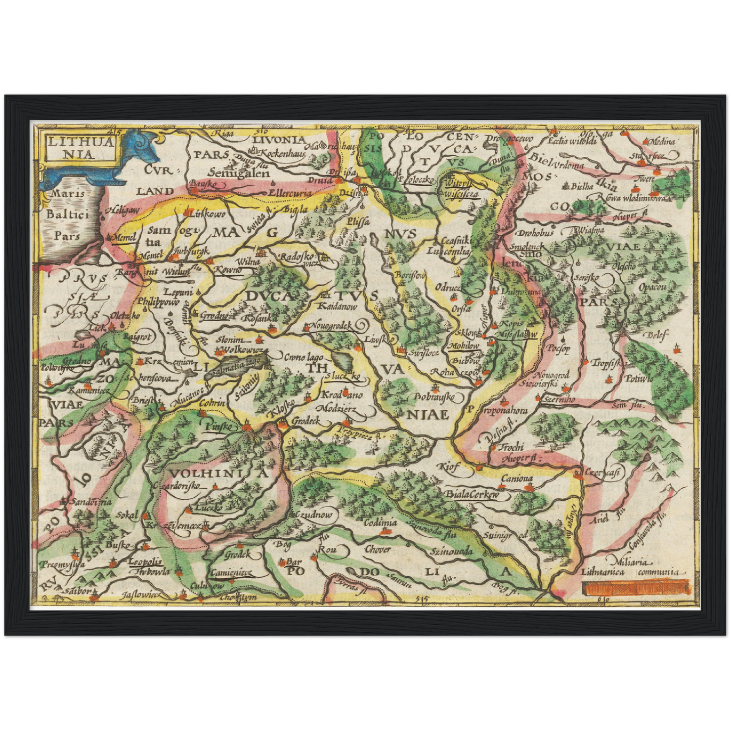 Historische Landkarte Litauen um 1609