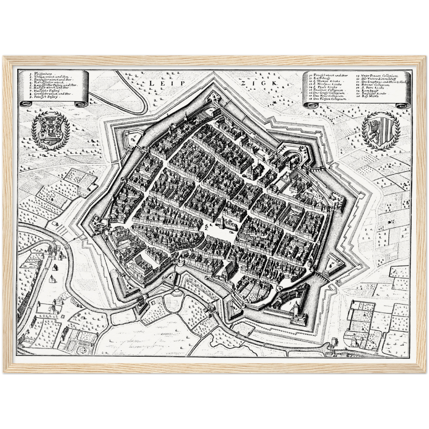 Historischer Stadtplan Leipzig um 1650