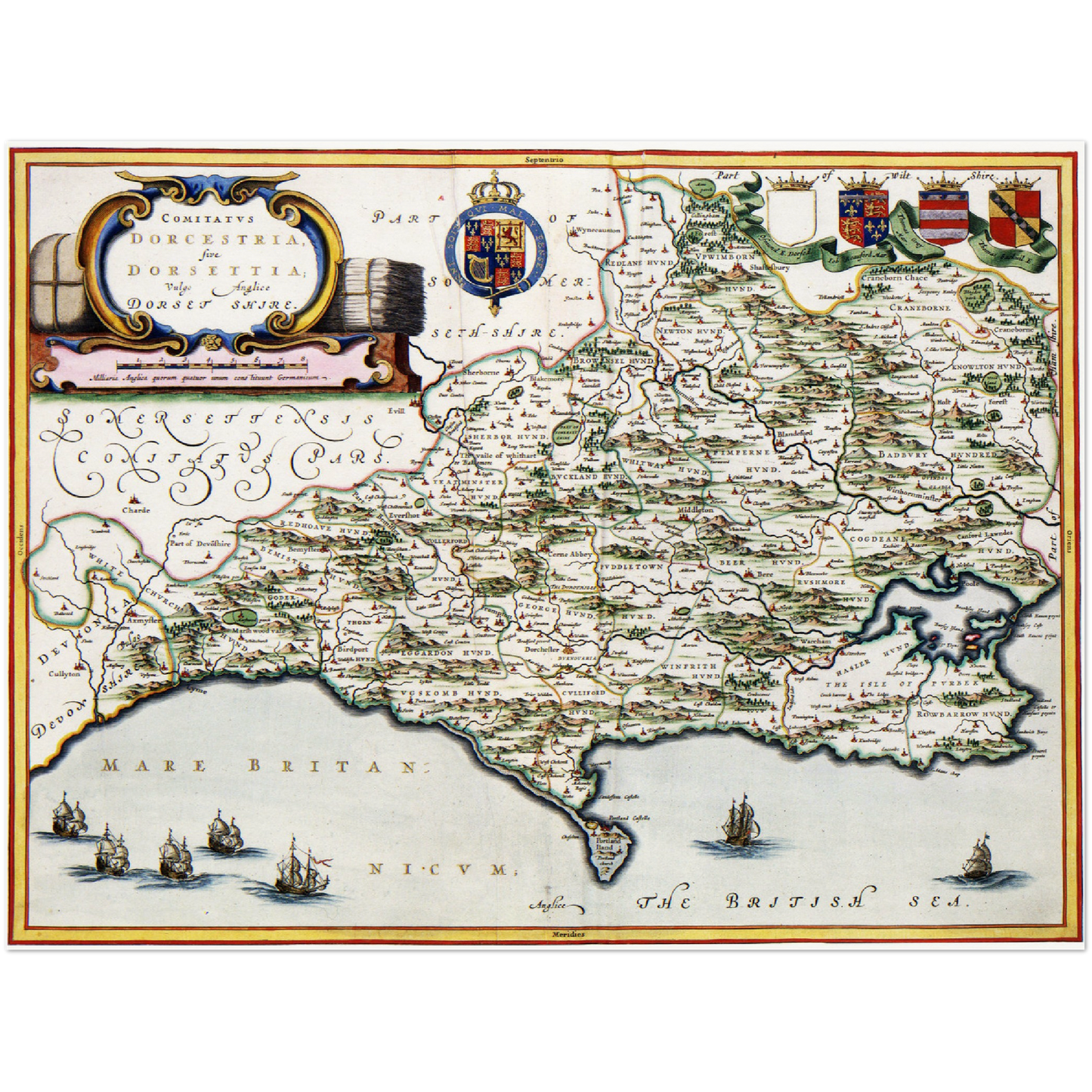 Historische Landkarte Dorset um 1646