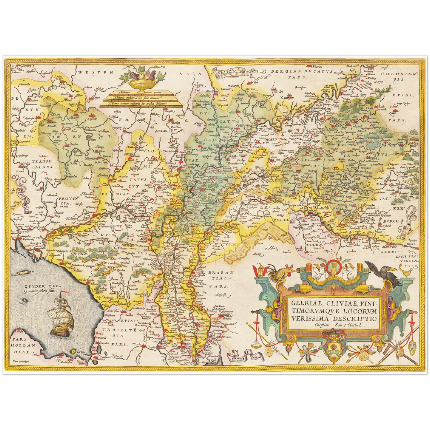 Historische Landkarte Niederrhein um 1609