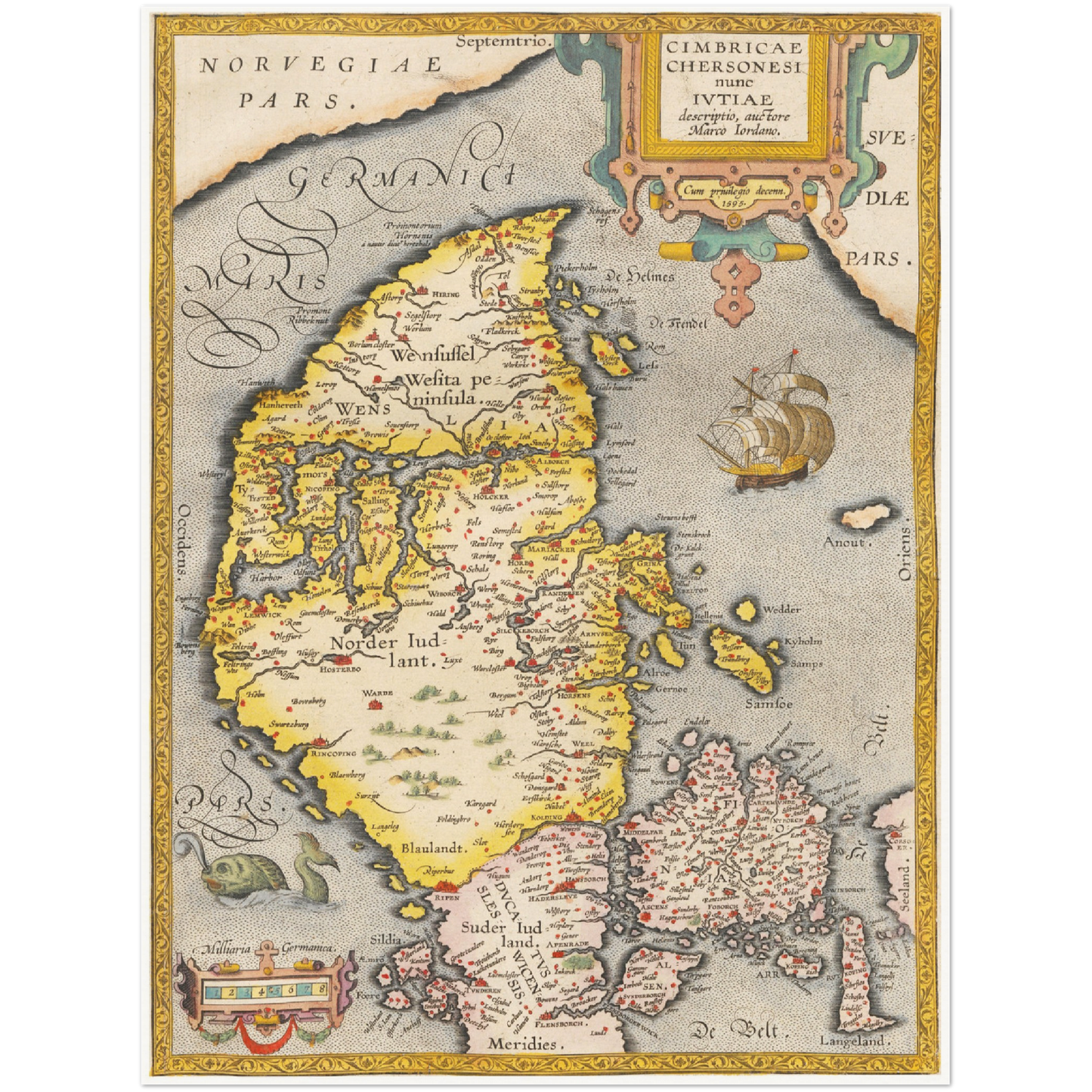 Historische Landkarte Jutland um 1609