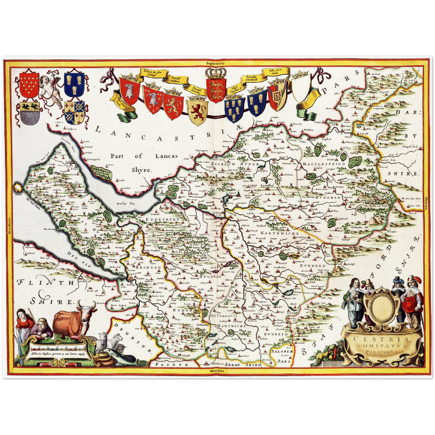 Historische Landkarte Cheshire um 1646