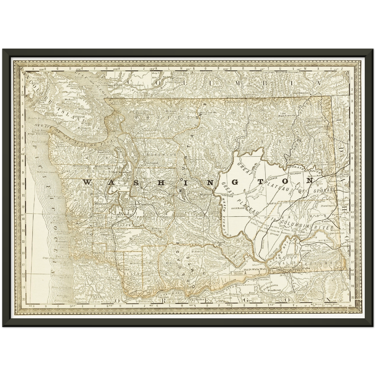 Historische Landkarte Washington um 1882