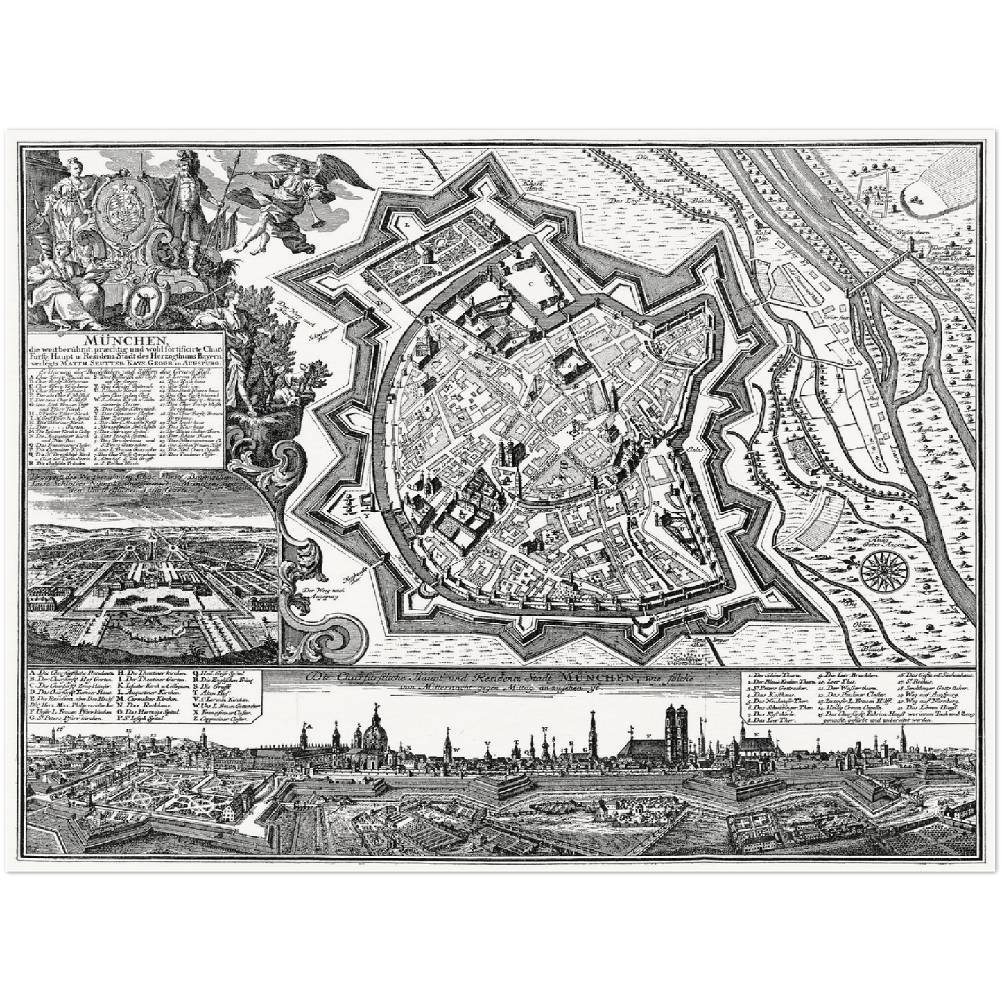 Historischer Stadtplan München um 1740