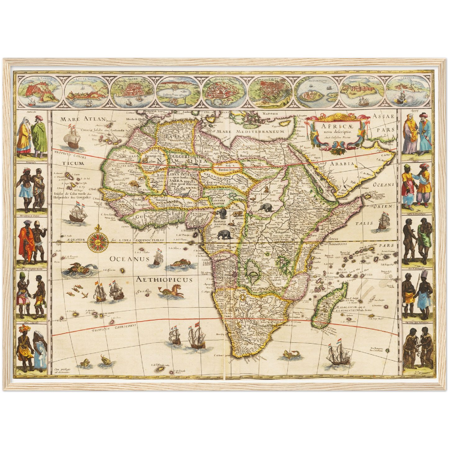 Historische Landkarte Afrika um 1635