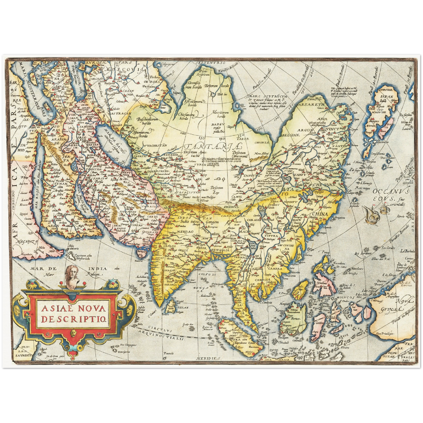 Historische Landkarte Asien um 1570