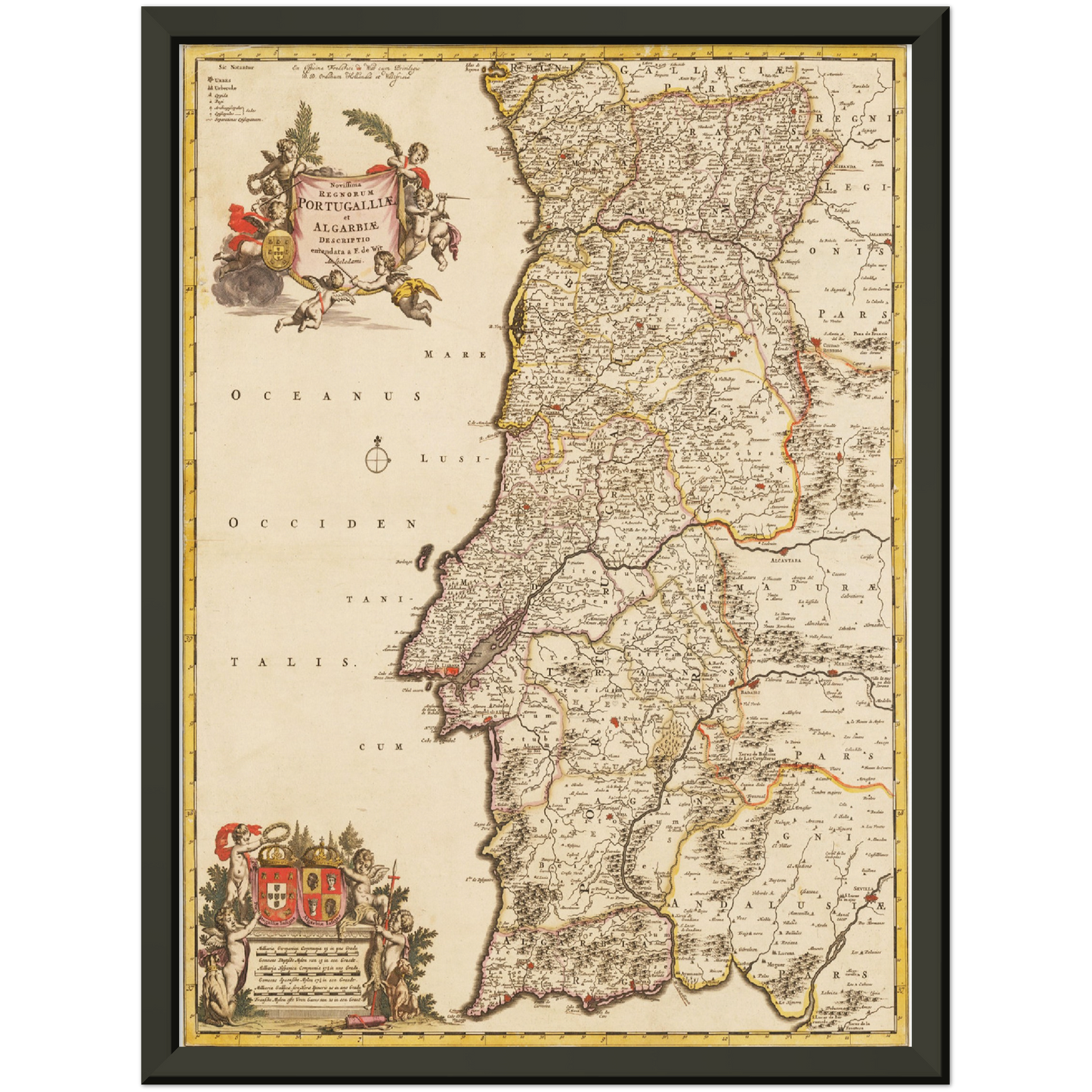 Historische Landkarte Portugal um 1698