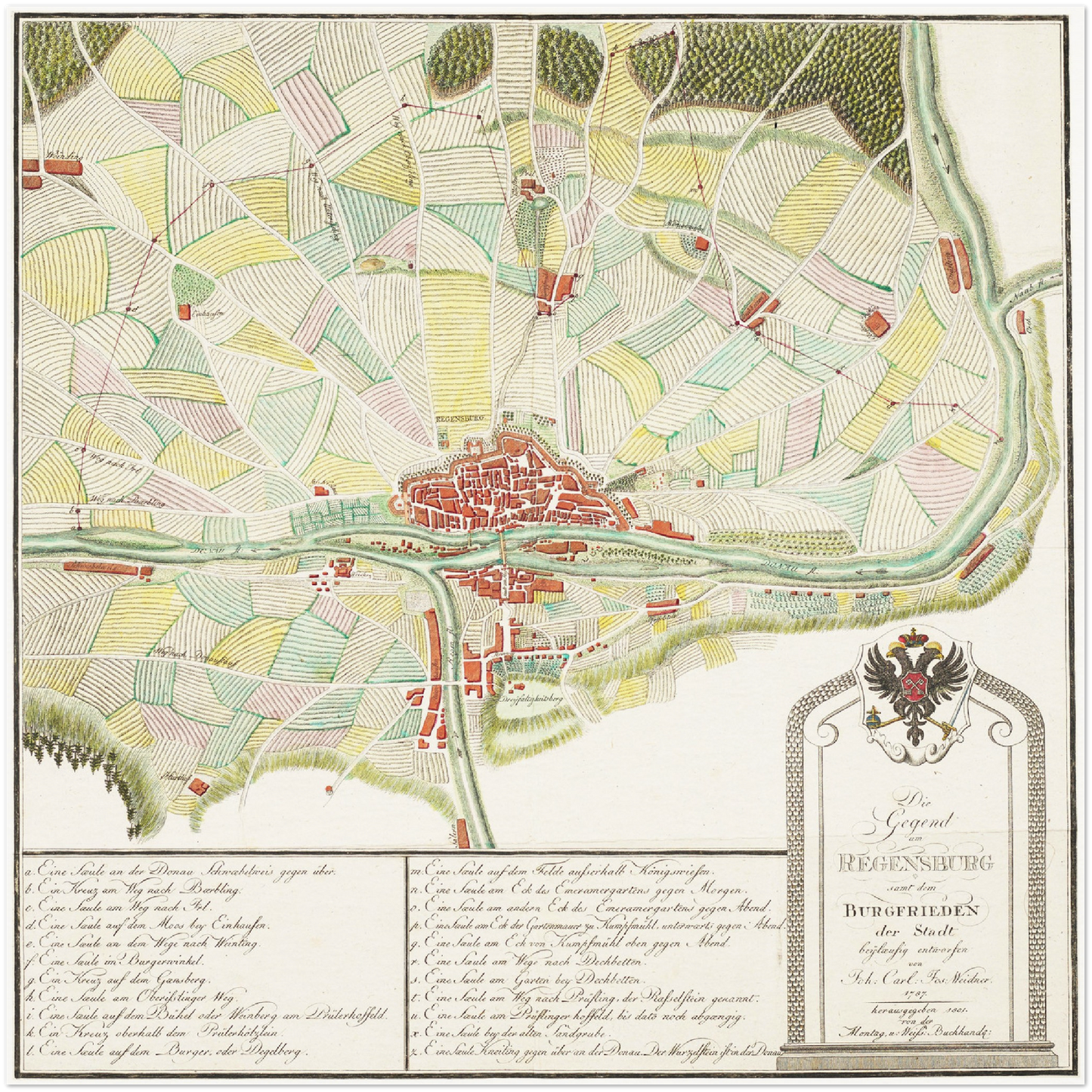Historische Landkarte Regensburg um 1801