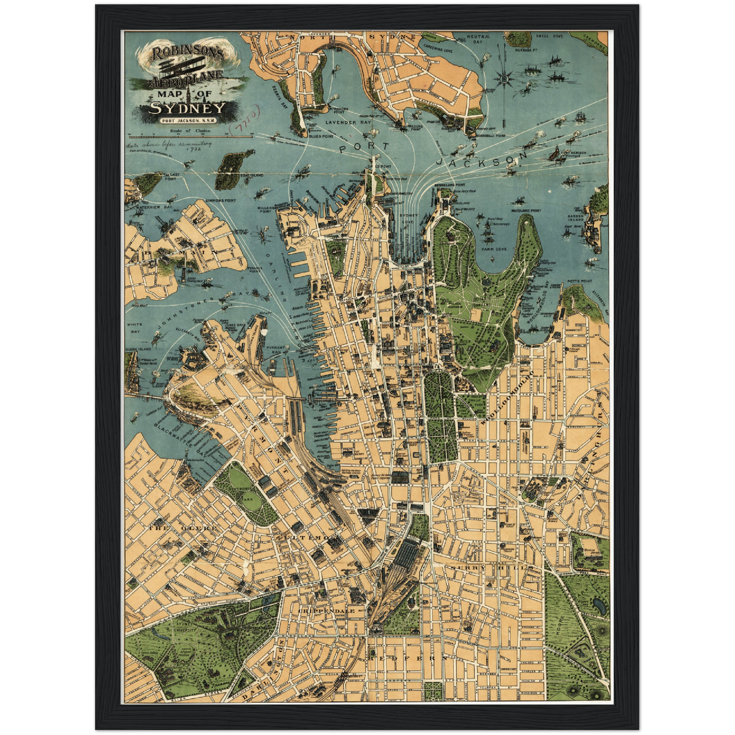 Historischer Stadtplan Sydney um 1922