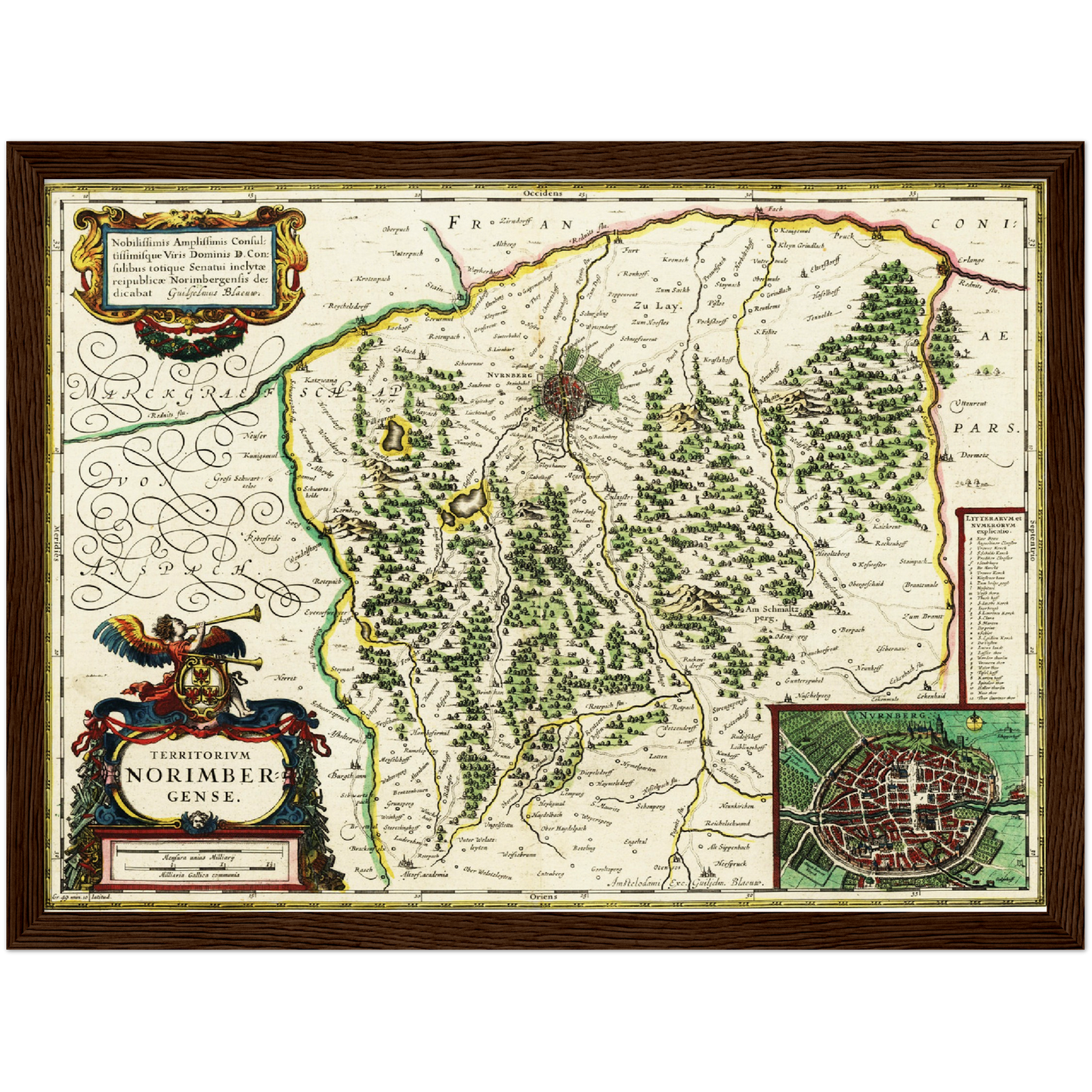 Historische Landkarte Nürnberg um 1647