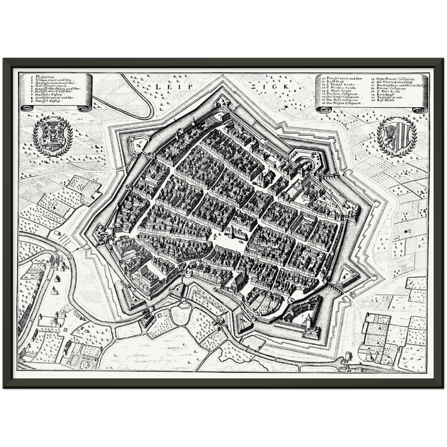Historischer Stadtplan Leipzig um 1650