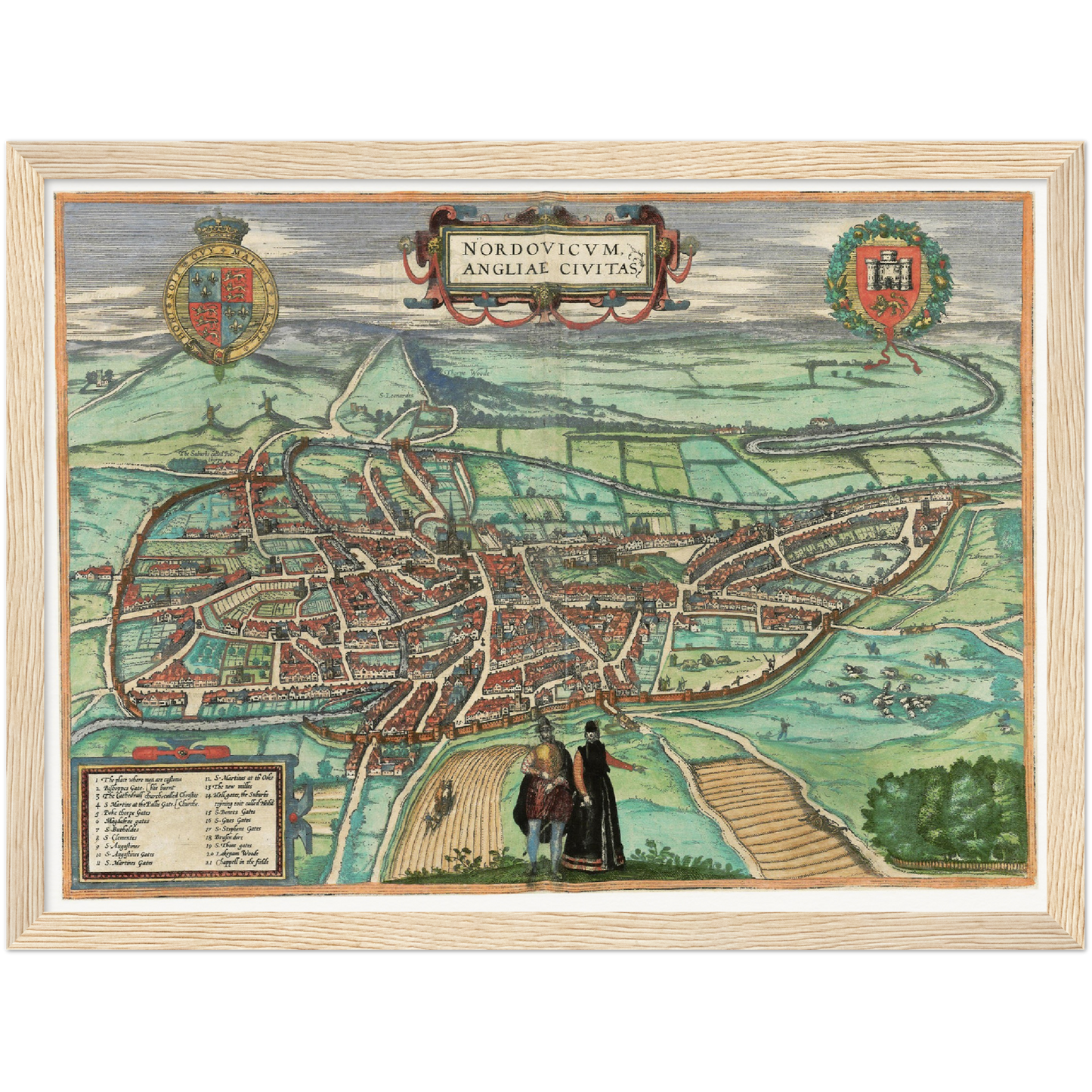 Historische Stadtansicht Norwich um 1609