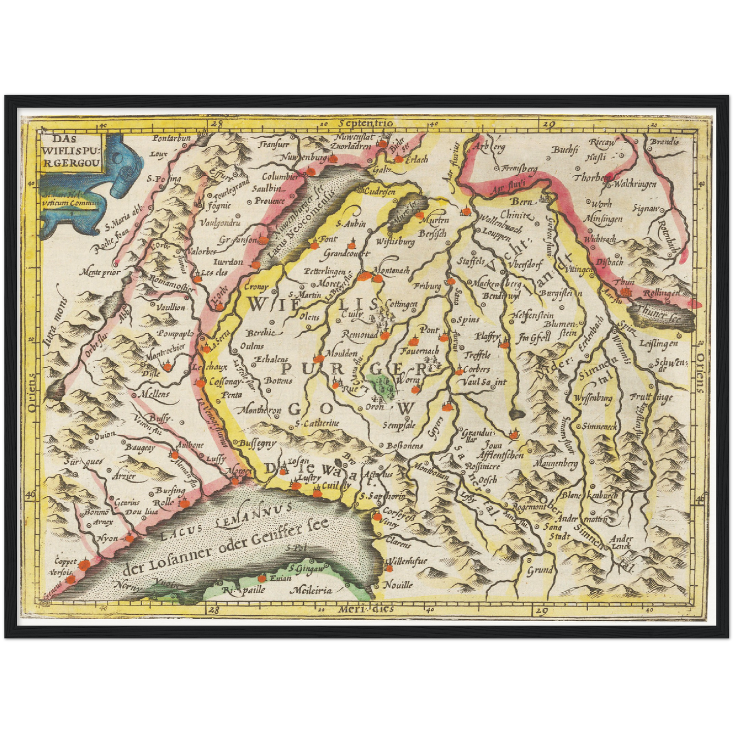 Historische Landkarte Wiflisburgergau um 1609