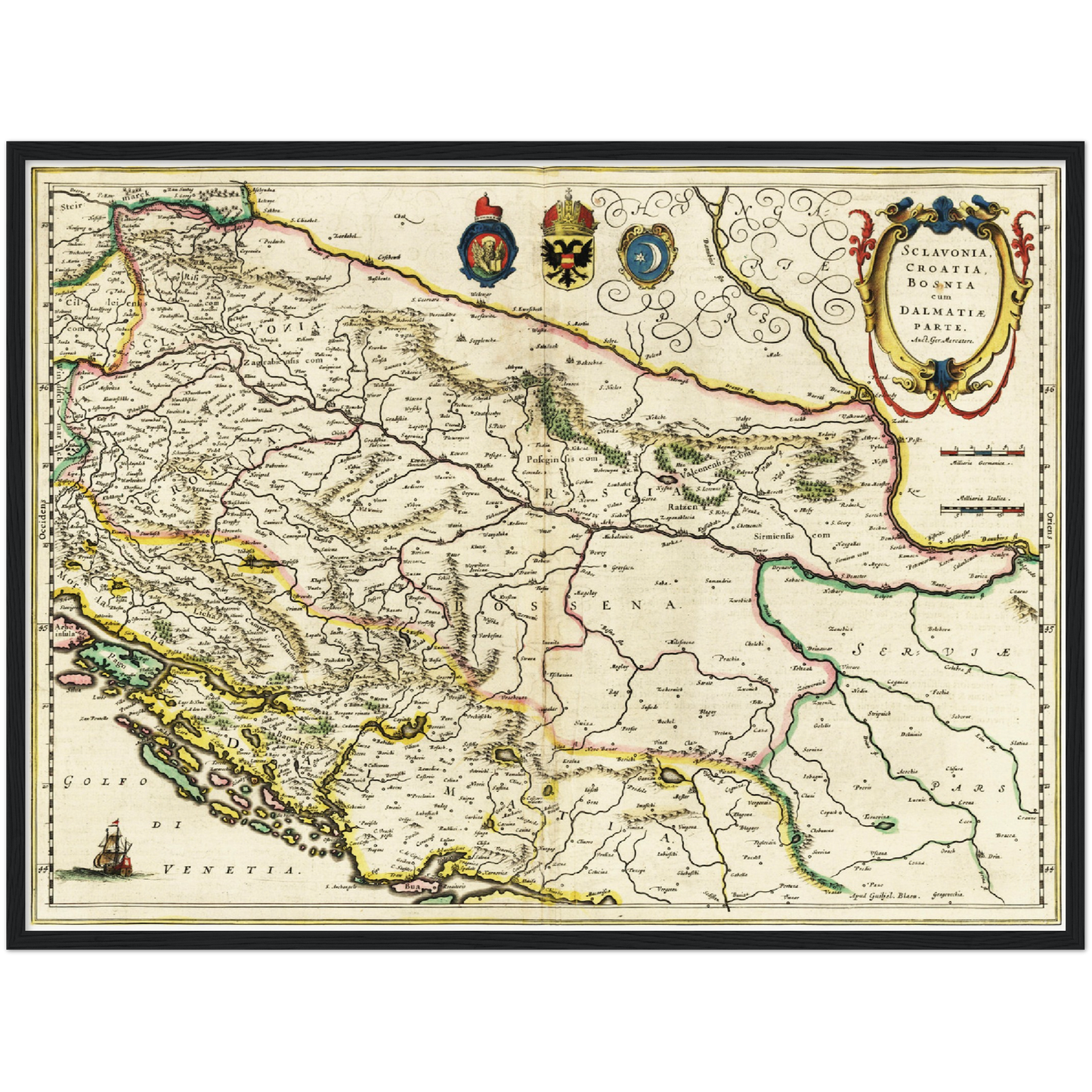 Historische Landkarte Bosnien um 1647