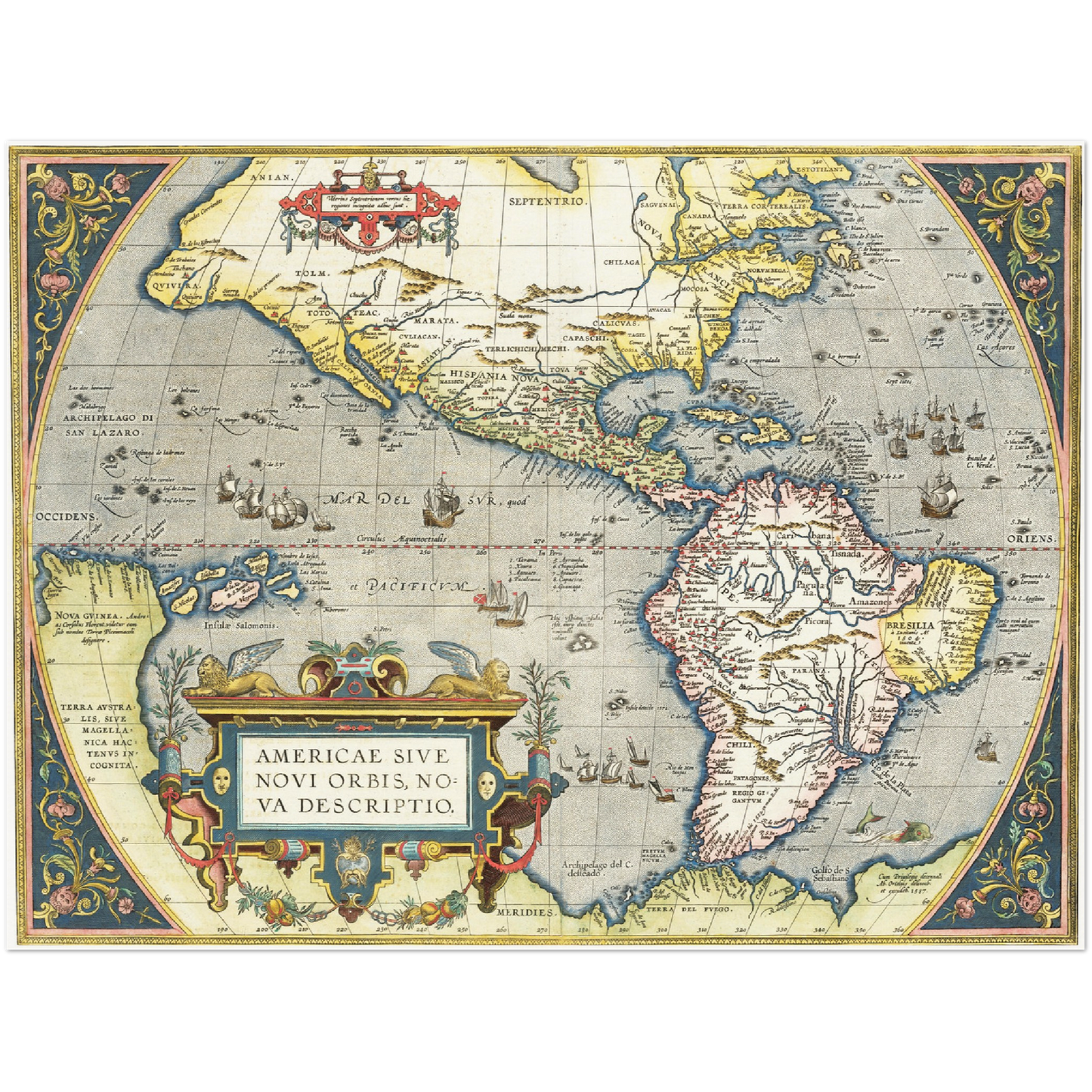 Historische Landkarte Amerika um 1570
