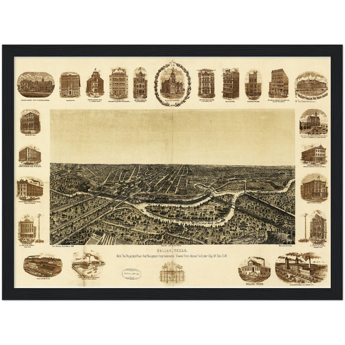 Historische Stadtansicht Dallas um 1892